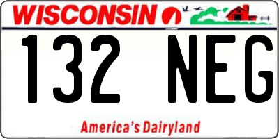 WI license plate 132NEG