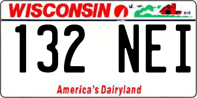 WI license plate 132NEI