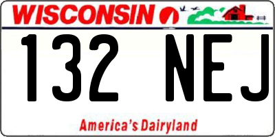 WI license plate 132NEJ