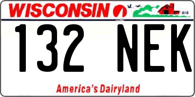 WI license plate 132NEK
