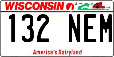 WI license plate 132NEM