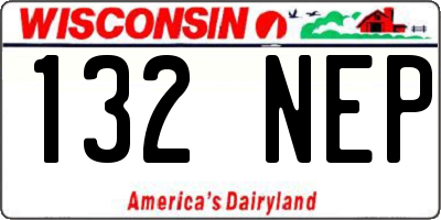 WI license plate 132NEP