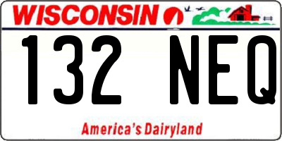 WI license plate 132NEQ