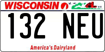 WI license plate 132NEU