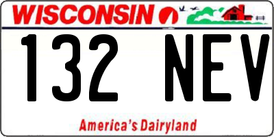 WI license plate 132NEV
