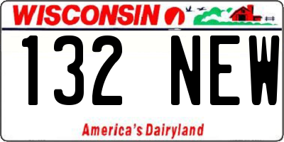 WI license plate 132NEW