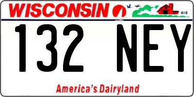 WI license plate 132NEY