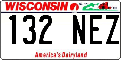 WI license plate 132NEZ