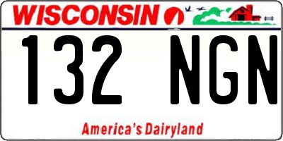 WI license plate 132NGN