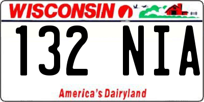 WI license plate 132NIA