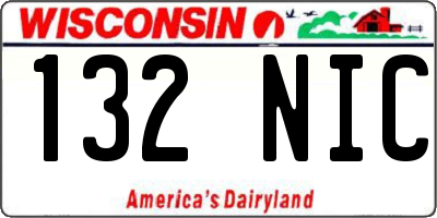 WI license plate 132NIC
