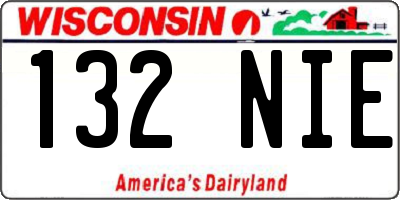 WI license plate 132NIE