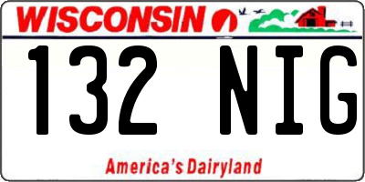 WI license plate 132NIG