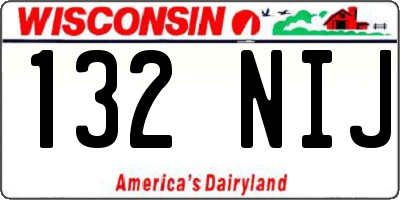 WI license plate 132NIJ
