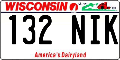 WI license plate 132NIK