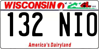 WI license plate 132NIO