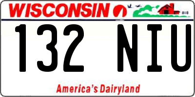 WI license plate 132NIU