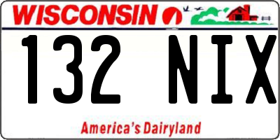 WI license plate 132NIX