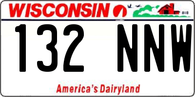 WI license plate 132NNW