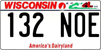 WI license plate 132NOE