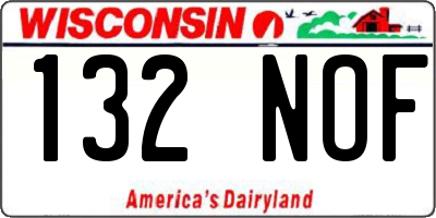 WI license plate 132NOF