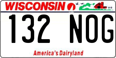 WI license plate 132NOG