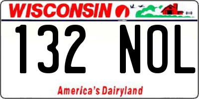 WI license plate 132NOL