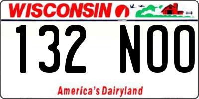 WI license plate 132NOO