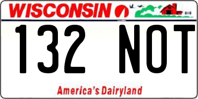 WI license plate 132NOT