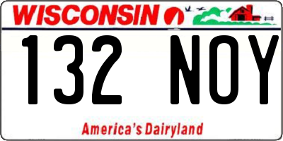 WI license plate 132NOY