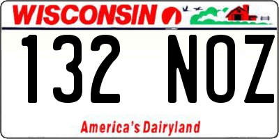 WI license plate 132NOZ
