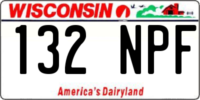 WI license plate 132NPF