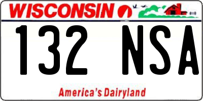 WI license plate 132NSA