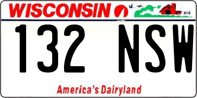 WI license plate 132NSW