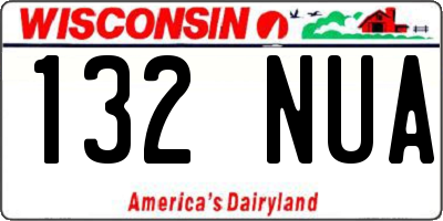 WI license plate 132NUA