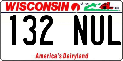 WI license plate 132NUL
