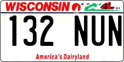 WI license plate 132NUN