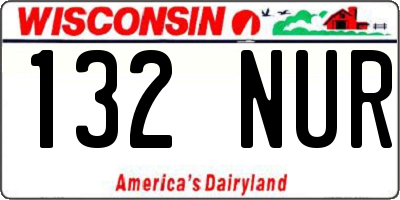 WI license plate 132NUR