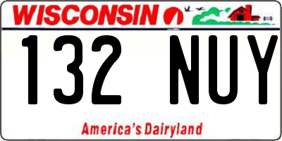 WI license plate 132NUY
