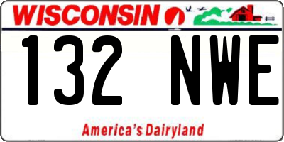WI license plate 132NWE