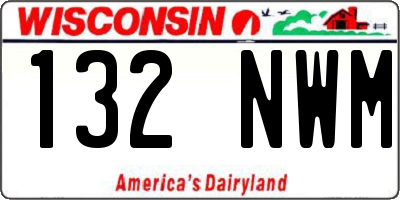 WI license plate 132NWM