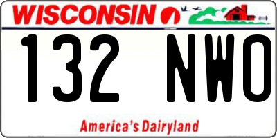 WI license plate 132NWO