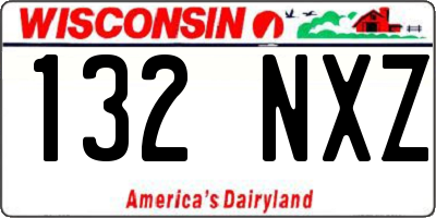 WI license plate 132NXZ
