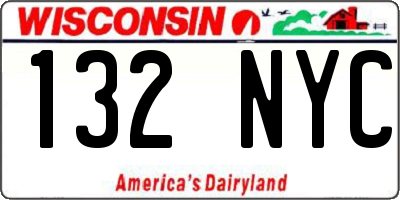 WI license plate 132NYC