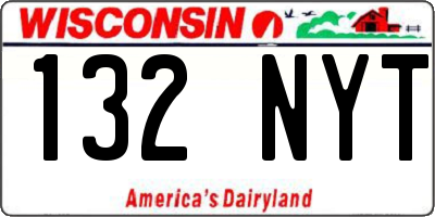 WI license plate 132NYT