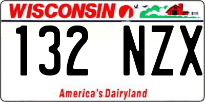 WI license plate 132NZX