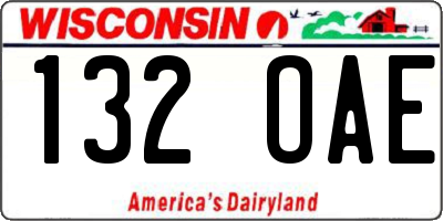 WI license plate 132OAE