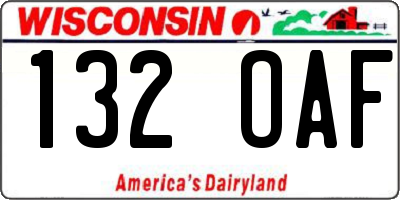 WI license plate 132OAF