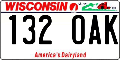 WI license plate 132OAK