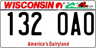WI license plate 132OAO
